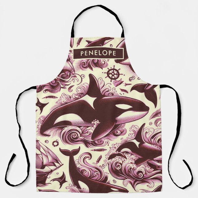 Vintage Orca Nautical Seamless Apron (Front)