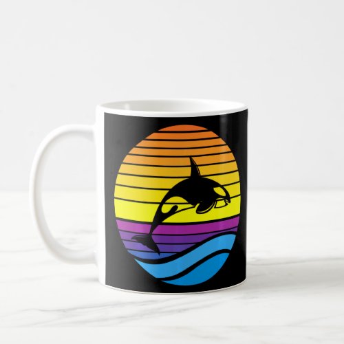Vintage Orca Sunset Retro Sun Colorful Silhouette  Coffee Mug