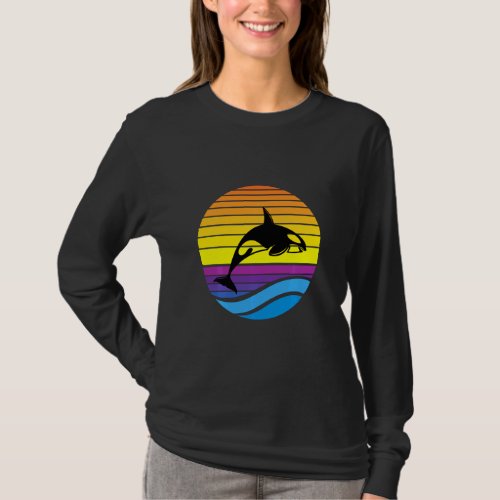 Vintage Orca Sunset Retro Sun Colorful Silhouette  T_Shirt