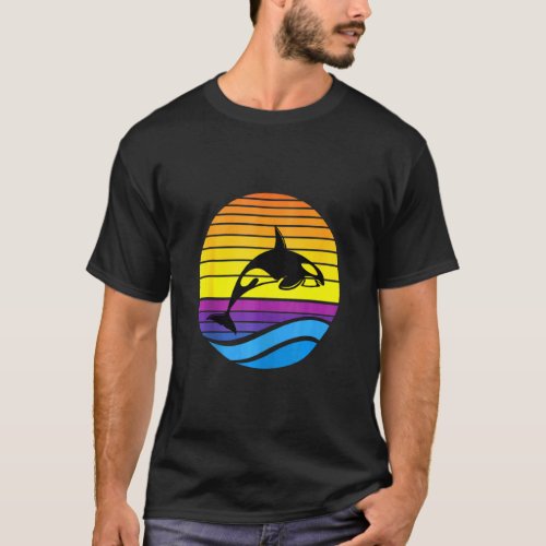 Vintage Orca Sunset Retro Sun Colorful Silhouette  T_Shirt