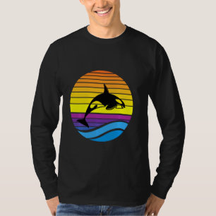 Vintage Orca Sunset Retro Sun Colorful Silhouette  T-Shirt