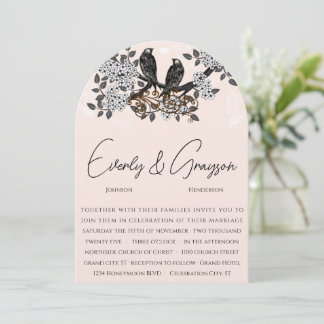 Vintage Orchard Bloom Love Birds Wedding Invitation
