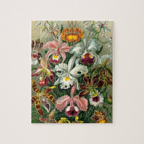 Vintage Orchid Floral Painting Illustration Jigsaw Puzzle