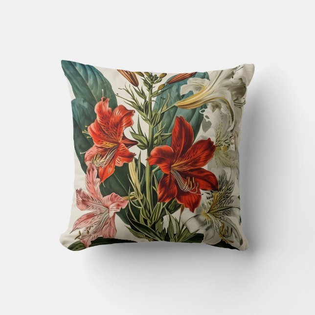Vintage Orchid flowers  Throw Pillow (Front)