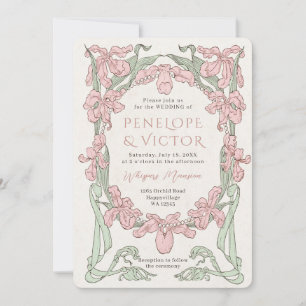 Vintage Orchid Frame Wedding Invitation