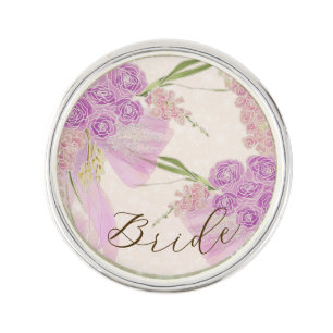 Vintage Orchid Ombré Bow and Bouquet-brides Lapel Pin