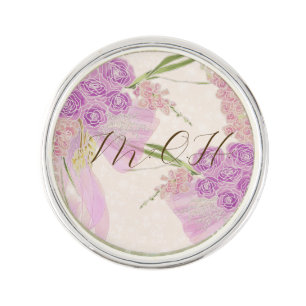 Vintage Orchid Ombré Bow and Bouquet Lapel Pin