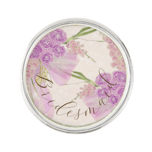 Vintage Orchid Ombré Bow and Bouquet Lapel Pin