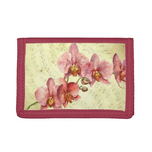 Vintage Orchids on Sheet Music Trifold Wallet