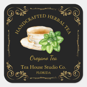 Vintage Oregano Tea Square Label