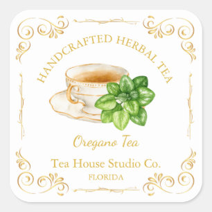 Vintage Oregano Tea Square Label