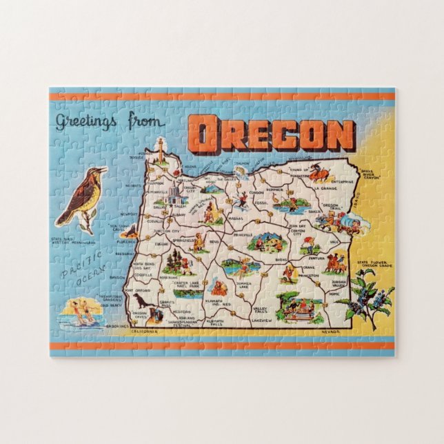 Vintage Oregon Map Jigsaw Puzzle (Horizontal)