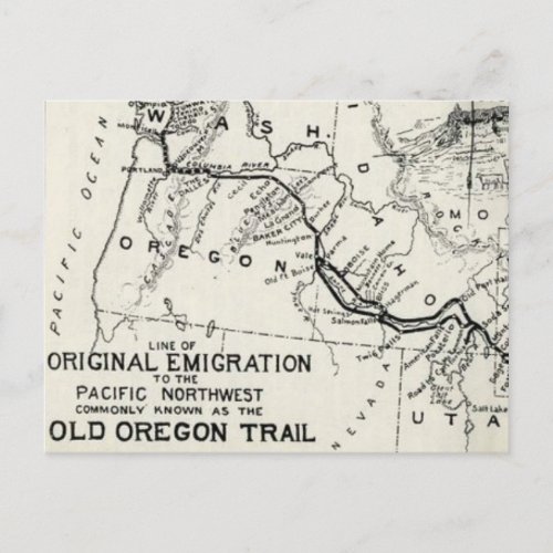 Vintage Oregon Trail Historical Map Postcard