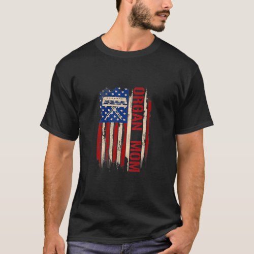 Vintage Organ Mom American Usa Flag Music  T_Shirt
