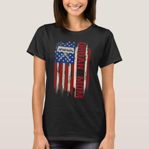 Vintage Organ Mom American Usa Flag Music T_Shirt