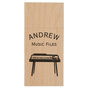 Vintage Organ personalized Music Files USB Wood Flash Drive