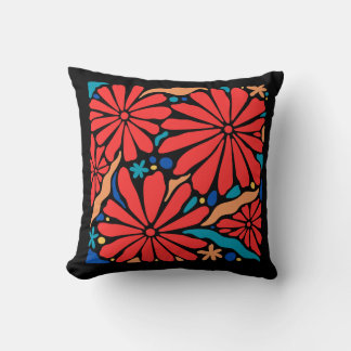 Vintage Organic Buildable Flowers Throw Pillow