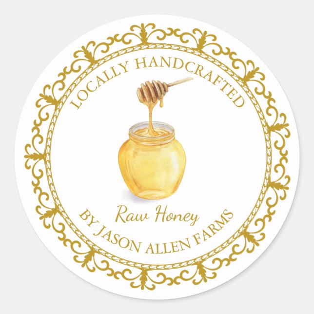 Vintage Organic Honey Label l White (Front)