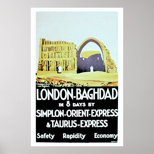 Vintage Orient Express London Baghdad travel ad Poster