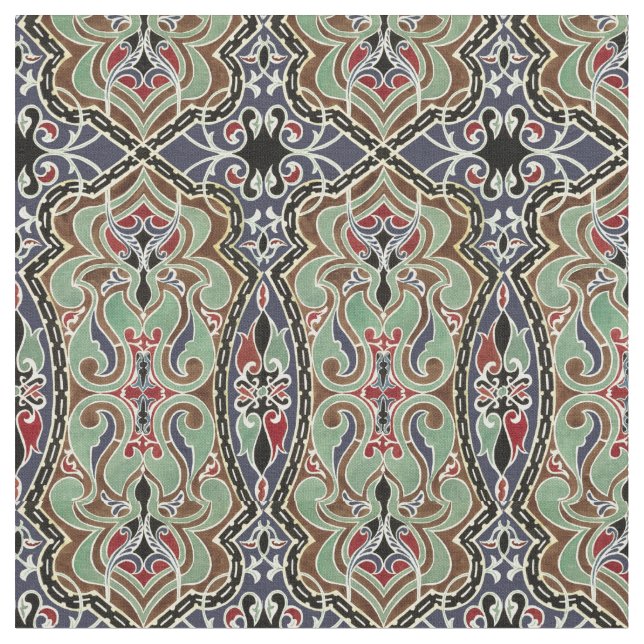 Vintage Oriental Arabian Pattern Fabric (Close Up)