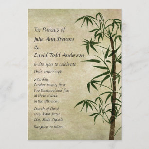 Vintage Oriental Bamboo 1 Wedding Invitation
