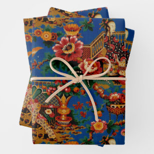 Vintage Oriental Chinoiserie   Wrapping Paper Shee