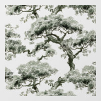 Vintage Oriental Japanese Bonsai Tree Pattern