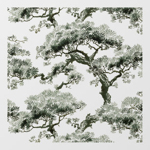 Vintage Oriental Japanese Bonsai Tree Pattern Wall Decal