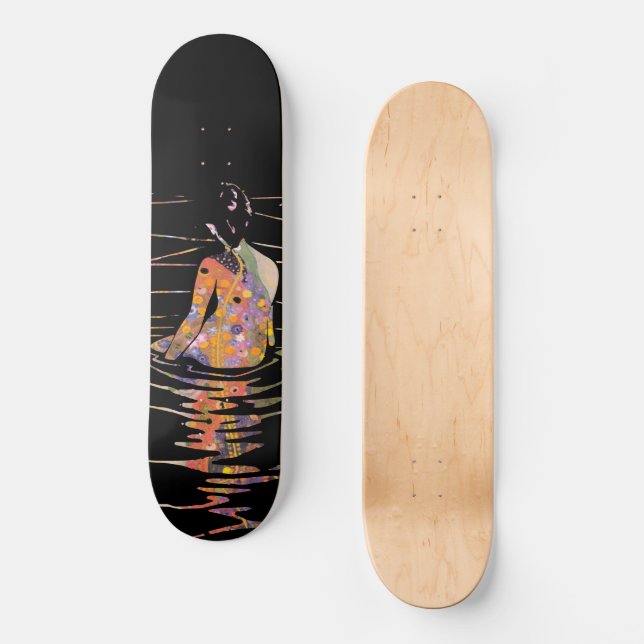 Vintage Oriental Japanese women taking bath modern Skateboard (Front)