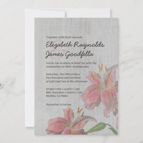 Vintage Oriental Lily Wedding Invitations