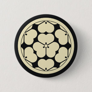 Vintage Oriental Pale Yellow Chosokabe Japan Mon Button
