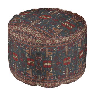 Vintage Oriental Red Slate Grey Persian Carpet
