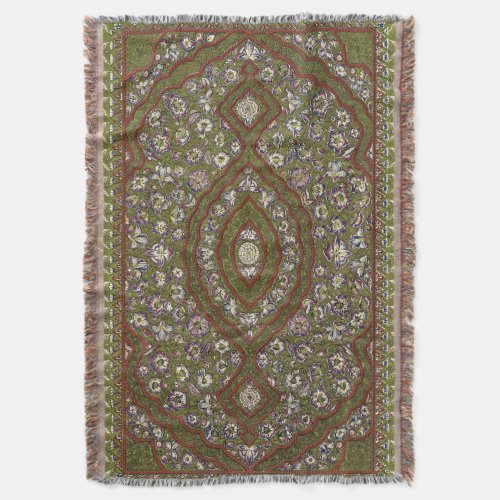 Vintage Oriental Tapestry Floral Design Throw Blanket