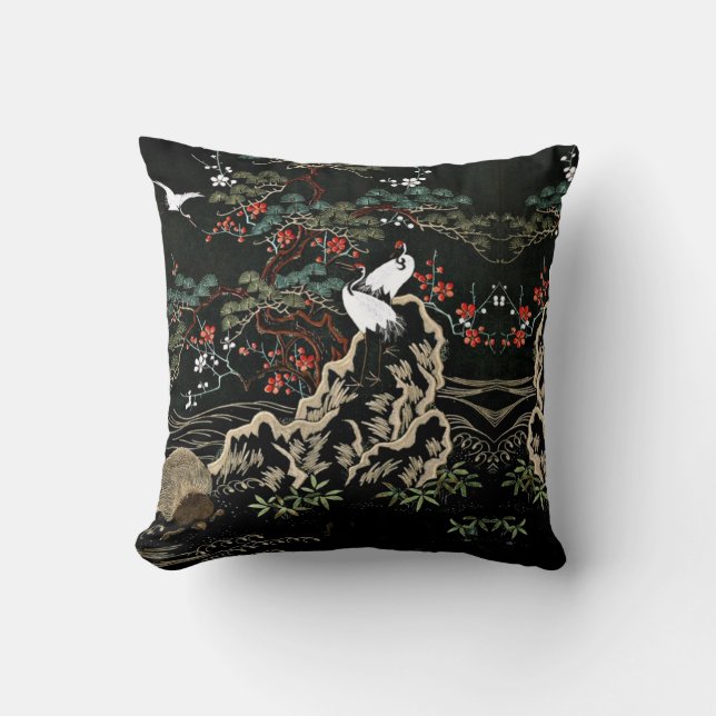 Vintage oriental Throw Pillows (Front)
