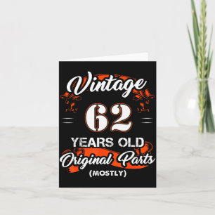Vintage Original 62 Birthday Tee For 62 Years Old Card