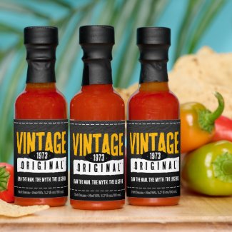 Vintage Original Black Gold Leather Birthday Year Hot Sauces
