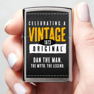 Vintage Original Black Leather Birthday Year Zippo Lighter