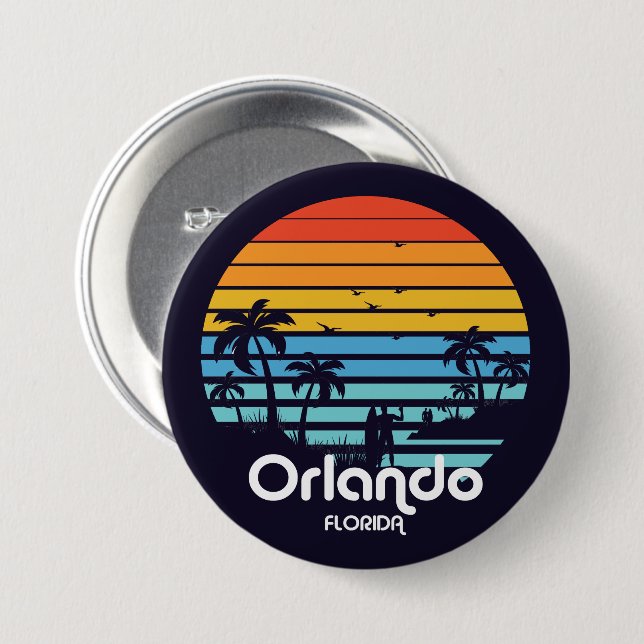 Vintage Orlando Florida Sunset Button (Front & Back)