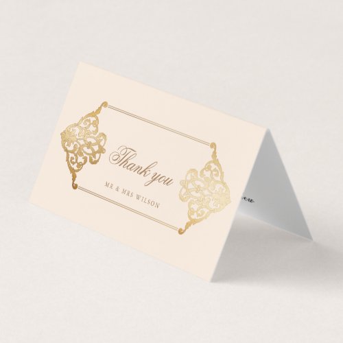 Vintage ornament faux gold foil Thank You Card