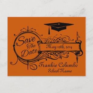 Vintage Ornament Graduation Save The Date Postcard