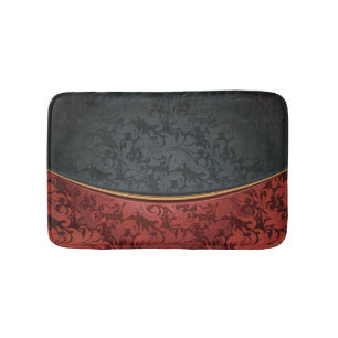 Vintage ornament red and black bath mat