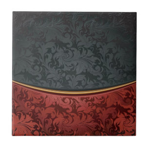Vintage ornament red and black tile