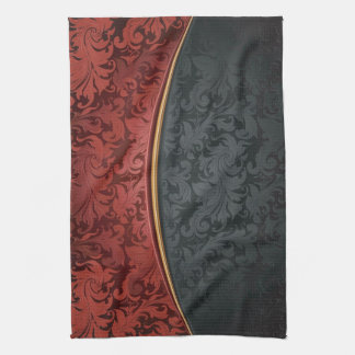 Vintage ornament red and black towel