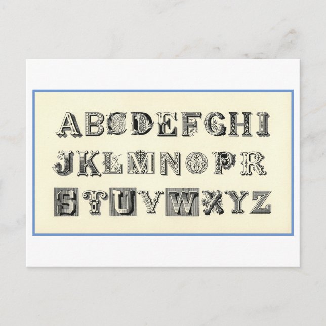 Vintage Ornamental Alphabet Postcard (Front)