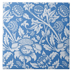 Vintage ornamental blue pattern ceramic tile