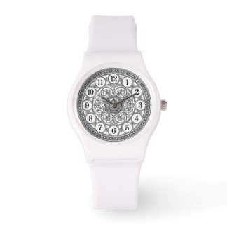 Vintage Ornamental Clock Face Watch | Elegant Blac