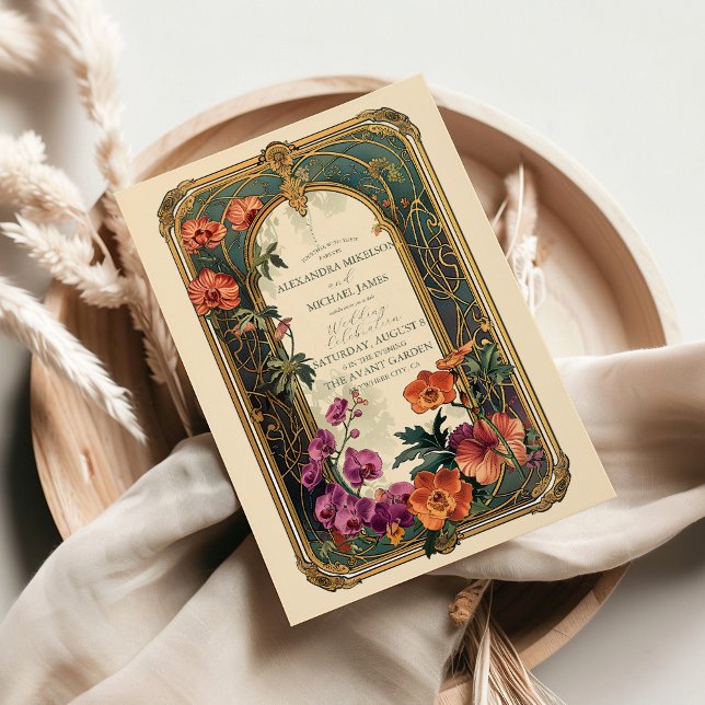 Vintage Ornamental Floral Art Nouveau Wedding Invitation (Creator Uploaded)