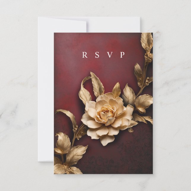 Vintage ornamental gold foliage RSVP meal choices (Back)