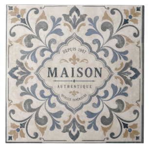 Vintage Ornamental Tile Design with Typography