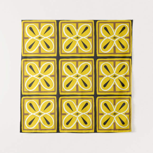 Vintage Ornamental Tiles Pattern Design Tapestry (Front)